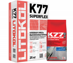 Клей эластичный для плитки, керамогранита и камня SUPERFLEX K77 (класс С2 TE S1)