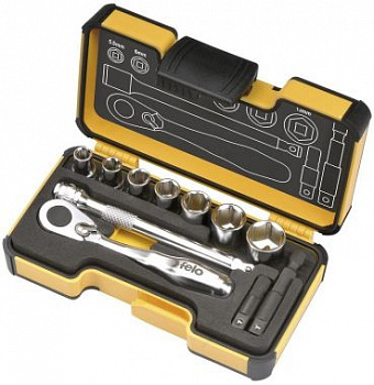 Набор метрических головок с мини трещоткой в кейсе, 11 шт Felo 057 711 56