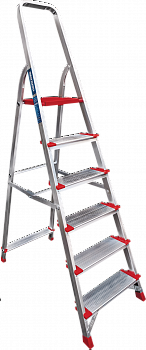 Профессиональная алюминиевая стремянка со ступенями 130 мм и металлическими стяжками NV 3119