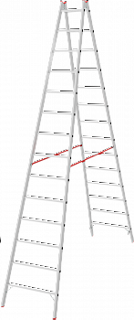 Индустриальная двухсторонняя алюминиевая стремянка с перекладинами NV5123 артикул 5123214