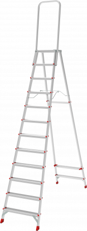 Профессиональная анодированная стремянка с площадкой 350×260 мм и дугой безопасности 800 мм NV 3136А артикул 3136112A