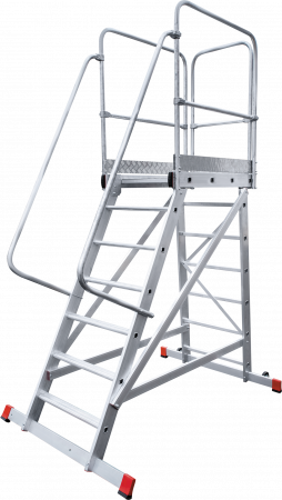 Стремянка алюминиевая с платформой передвижная NV 8000053