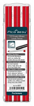PICA-MARKER 6031 К-т грифелей для карандаша Pica BIG Dry (12 шт Красные) в кейсе