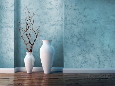 Голубой цвет стен с эффектом песчаных ветров