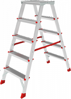 Профессиональная двухсторонняя анодированная стремянка с площадкой 350×260 мм NV3121А артикул 3121205A