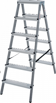 Стремянка двухсторонняя стальная с алюминиевыми ступенями NV1140 артикул 1140206