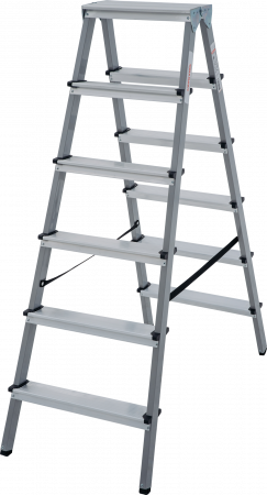 Стремянка двухсторонняя стальная с алюминиевыми ступенями NV1140 артикул 1140206