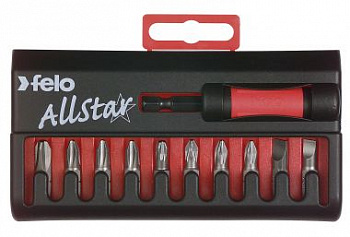 Набор бит "FELO AllStar"  С6,3х25 10 шт.+магнит.держ., серия 020 FELO 020 901 16