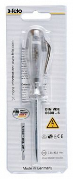 Отвертка-тестер напряжения, серия 361, 3,0х0,8х70 (150V-250V) FELO 361 400 01