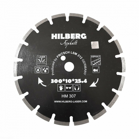 Диск алмазный отрезной 300*25,4*12 Hilberg Hard Materials Лазер асфальт HM307