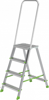 Стремянка стальная с алюминиевыми ступенями, площадкой 350×260 мм и дугой безопасности 800 мм NV 2136 артикул 2136104