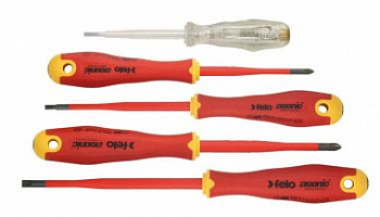 Набор отверток диэлектрических SL/PH E-Slim Ergonic, отвертка тестер напряжения сети, 5 шт FELO 413 852 98