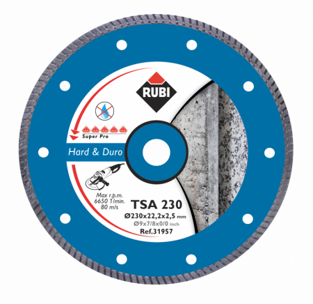 Диск алмазный TSA 230 SUPERPRO для твёрдых материалов турбо RUBI