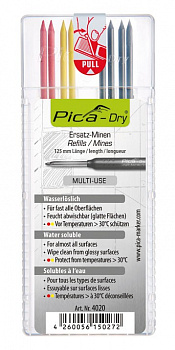 PICA-MARKER 4020 К-т грифелей для карандаша Pica - Dry (4 темных, 2 красных, 2 желтых) в кейсе