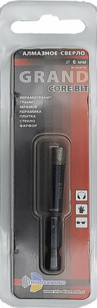 Коронка алмазная по керамограниту 6 мм Серебряная пайка GCB752