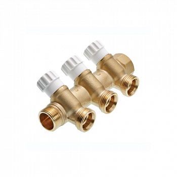 TECE  Коллектор универсальный с запорными вентилями, латунь 3/4" Ek × 3 контура  8730007