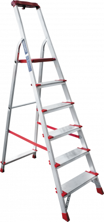 Профессиональная алюминиевая стремянка со ступенями 130 мм и органайзером NV 3118 артикул 3118106