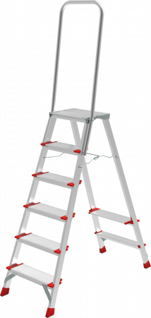 Профессиональная анодированная стремянка со ступенями 130 мм, складной площадкой 350×260 мм и дугой безопасности 800 мм NV 3139А артикул 3139106A