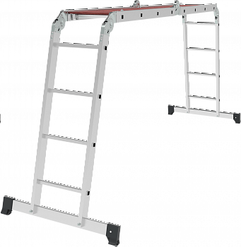 Алюминиевая четырёхсекционная шарнирная лестница-трансформер с помостом, ширина 340 мм NV 1330