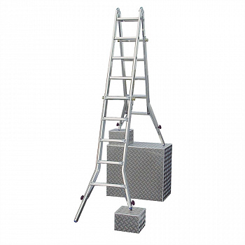 Шарнирная телескопическая лестница с выдвижными боковинами