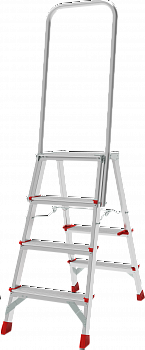 Профессиональная анодированная стремянка с площадкой 350×260 мм и дугой безопасности 800 мм NV 3136А артикул 3136104A