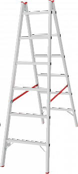 Индустриальная двухсторонняя алюминиевая стремянка с перекладинами NV5123 артикул 5123206