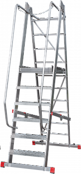 Лестница передвижная складная с винтовыми упорами с площадкой 1,7 м NV 8000043
