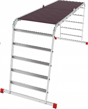 Профессиональная алюминиевая лестница-трансформер с развальцованными ступенями и помостом, ширина 800 мм NV3336 артикул 3336405