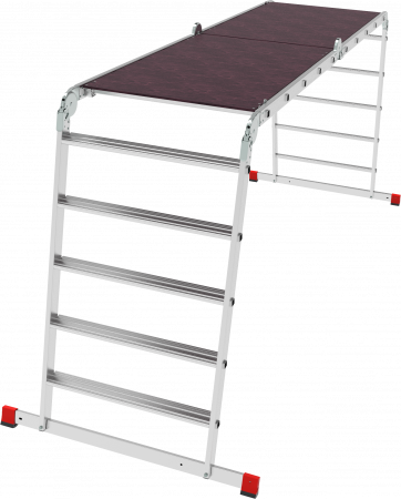 Профессиональная алюминиевая лестница-трансформер с развальцованными ступенями и помостом, ширина 800 мм NV3336 артикул 3336405