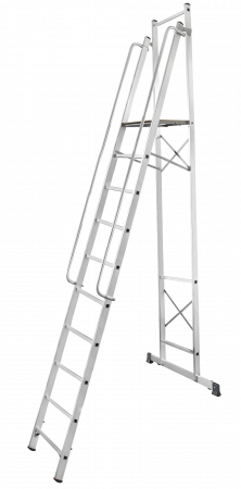 Лестница-стремянка передвижная складная с платформой 450×450 мм и поручнями NV 1540 артикул 1540110