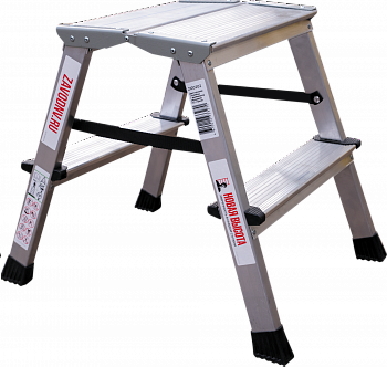 Стремянка алюминиевая двухсторонняя с площадкой 350×260 мм NV2120 артикул 2120202