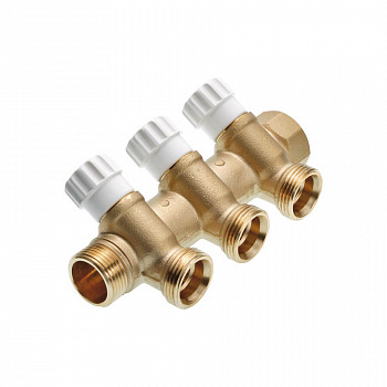 TECE  Коллектор универсальный TECE с запорными вентилями, стандартная латунь 1" х 3/4" Евроконус 2 контура  8730010