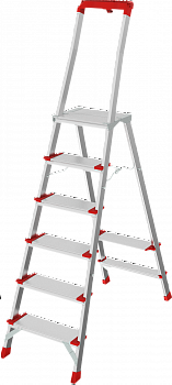 Профессиональная алюминиевая стремянка со ступенями 130 мм, складной площадкой 350×260 мм и органайзером NV 3138 артикул 3138106