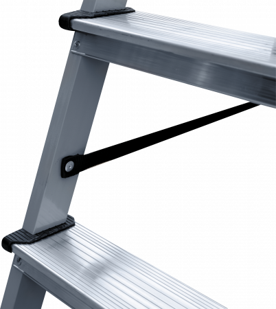 Стремянка двухсторонняя стальная с алюминиевыми ступенями и площадкой 350×260 мм NV2140 артикул 2140208