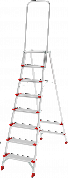 Профессиональная алюминиевая стремянка со ступенями 130 мм, складной площадкой 350×260 мм и дугой безопасности 800 мм NV 3139 артикул 3139108