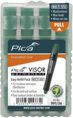 PICA-MARKER 991/36 Сменные картриджи для маркера Pica - Visor permanent (Зелёный) 4 шт