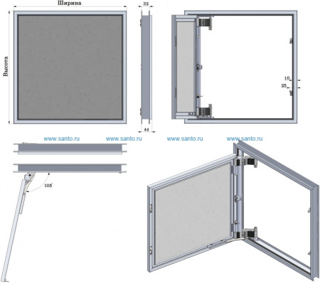 Люк под плитку Лючки.рф Секрет-Лайт 25-25