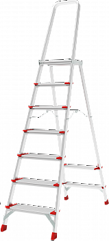 Профессиональная алюминиевая стремянка со ступенями 130 мм и складной площадкой 350×260 мм NV 3137 артикул 3137107