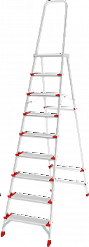 Профессиональная алюминиевая стремянка со ступенями 130 мм и складной площадкой 350×260 мм NV 3137 артикул 3137109