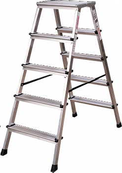 Стремянка алюминиевая двухсторонняя с площадкой 350×260 мм NV2120