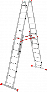 Индустриальная двухсторонняя алюминиевая стремянка с регулировкой высоты NV5183 артикул 5183408