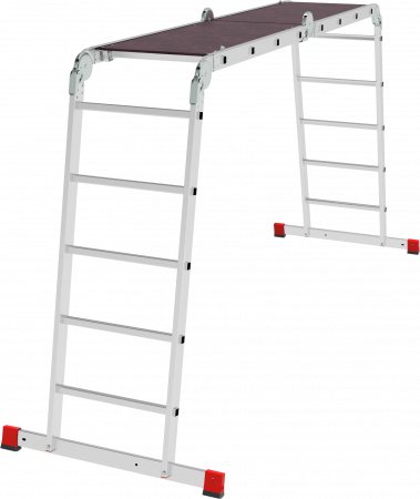 Профессиональная алюминиевая лестница-трансформер с развальцованными ступенями и помостом, ширина 500 мм NV3334 артикул 3334245