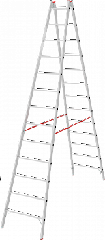 Индустриальная двухсторонняя алюминиевая стремянка с перекладинами NV5123 артикул 5123213