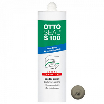 Профессиональный универсальный силиконовый герметик OTTOSEAL S100 PREMIUM C8681 (мат. сантехнический серый), 300мл