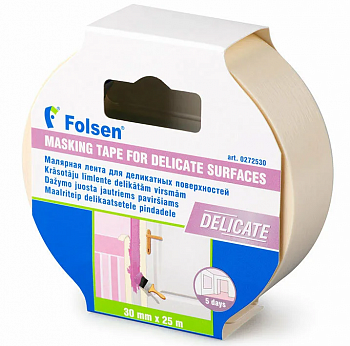 Лента малярная белая для деликатных поверхностей 5дн Tesa