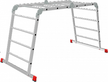 Профессиональная алюминиевая лестница-трансформер с развальцованными ступенями, ширина 800 мм NV3326 артикул 3326234