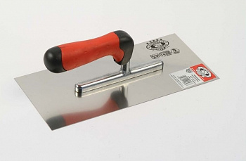 Кельма-гладилка для гипсокартонных стыков с прогибом 3мм, рукоятка двухкомпонентная, толщина полотна 0,7мм, размер 300х120мм