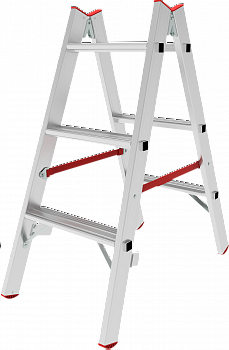 Индустриальная двухсторонняя алюминиевая стремянка с развальцованными ступенями NV5120 артикул 5120203