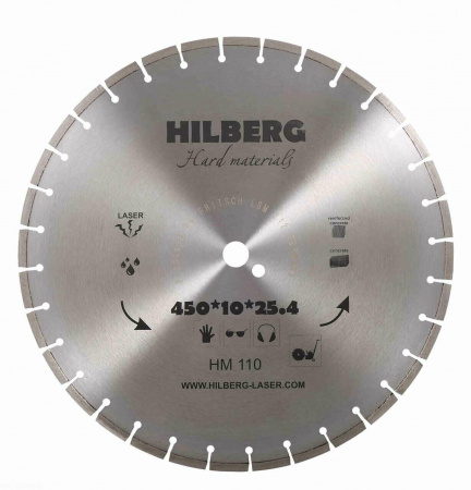Диск алмазный отрезной 450*25,4*12 Hilberg Hard Materials Лазер HM110