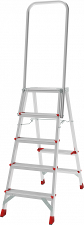 Профессиональная анодированная стремянка с площадкой 350×260 мм и дугой безопасности 800 мм NV 3136А артикул 3136105A